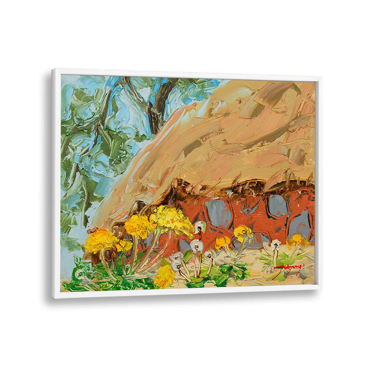 Vibrant DANDELION CANVAS, FLORAL FLOWER PAINTINGS featuring yellow blossoms and dynamic brushwork for a lively decor.