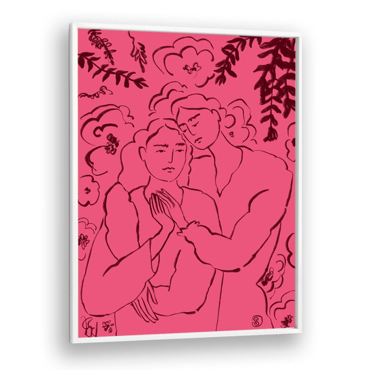 Vibrant artwork showcasing HOLDING HANDS PINK, VIBRANT design, perfect for adding intimacy to any space.