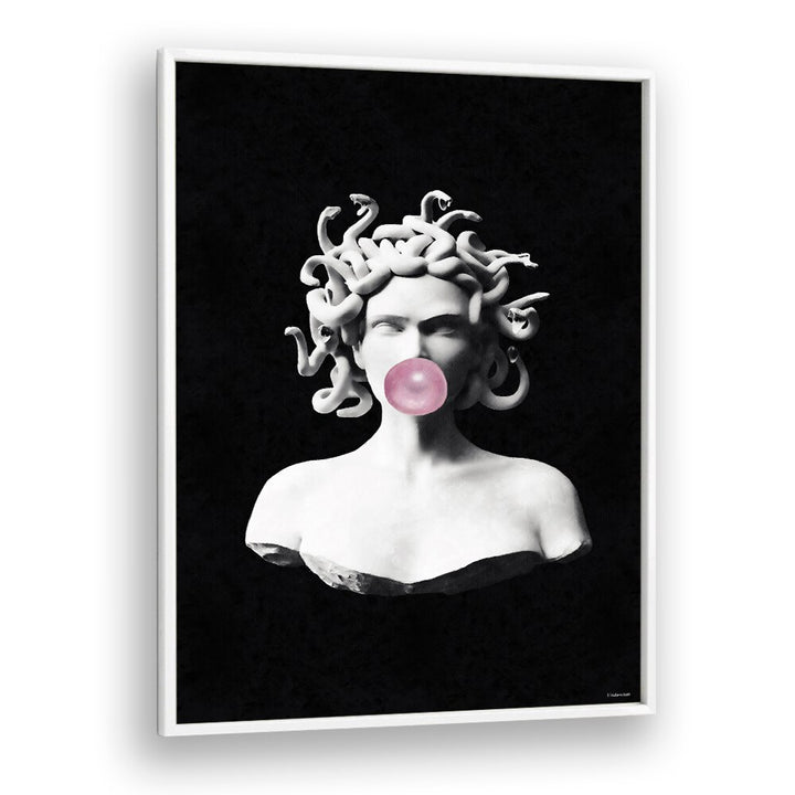 Medusa Pink Bubblegum, an altered art print by Underdott, whimsically reimagines beauty with playful elegance.
