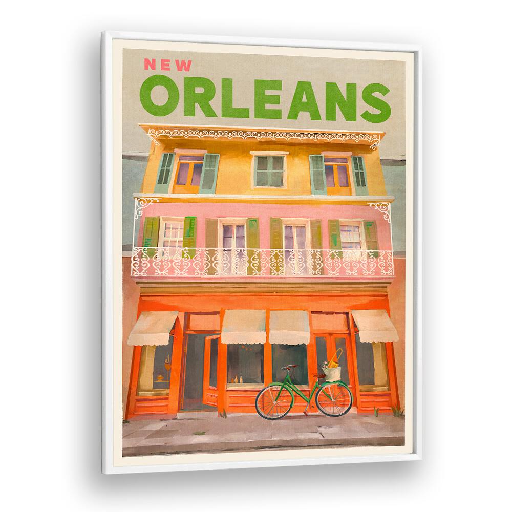 Vibrant vintage NEW ORLEANS LOUISIANA, TRAVEL POSTERS showcasing charming architecture and local culture.