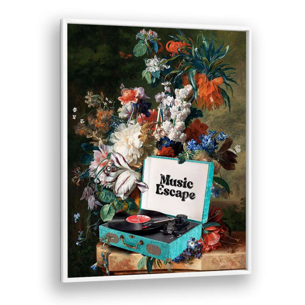 Vibrant MUSIC ESCAPE, FLORAL FLOWER PAINTINGS by Dikhotomy, blending floral beauty with musical harmony.