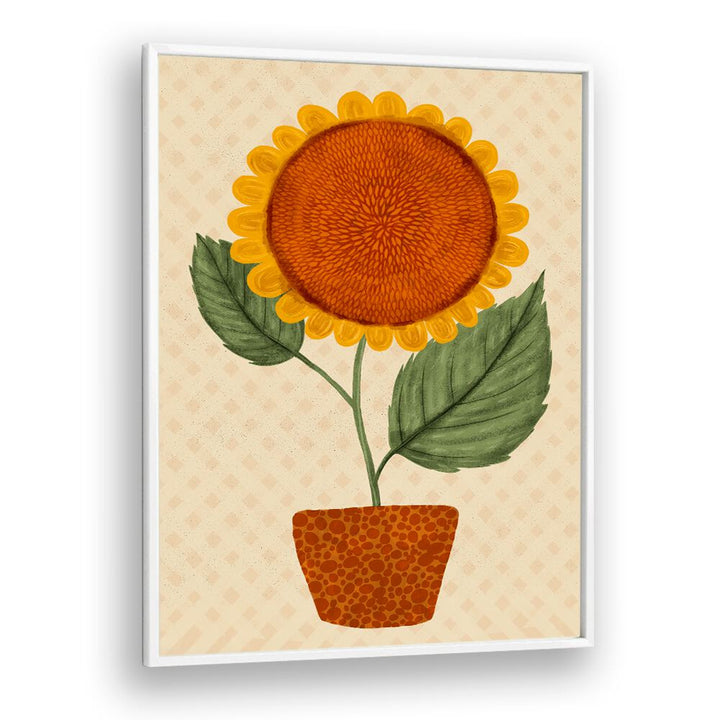 Bright sunflower pot in floral flower paintings, perfect for adding warmth to any space. Ideal decor choice.