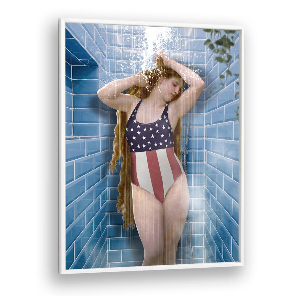 Experience elegance with BEAUTY IN SHOWER, ALTERED ART PRINTS by Dikhotomy, enhancing your bathroom's charm beautifully.