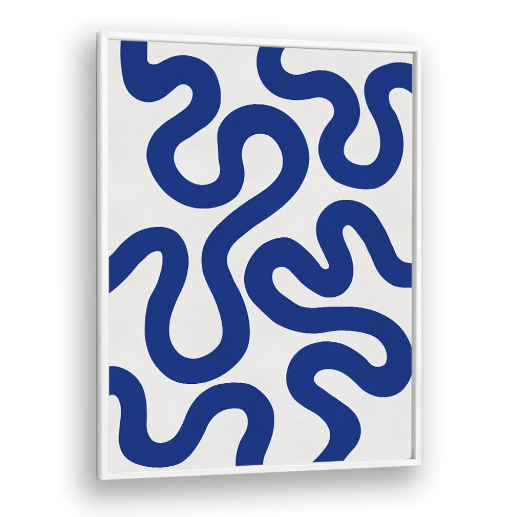 Bright blue shapes create a dynamic design in UNDULATING CURVES IV, ABSTRACT PAINTINGS for stylish home decor.