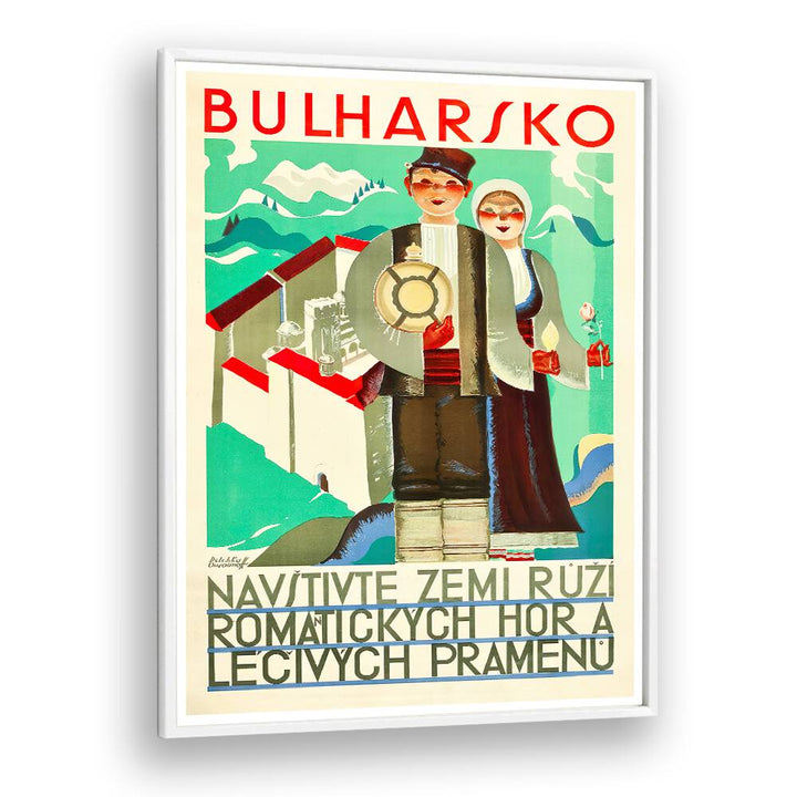 BULHARSKO, VINTAGE TRAVEL POSTERS showcase charming Bulgarian culture and picturesque landscapes in vibrant art.