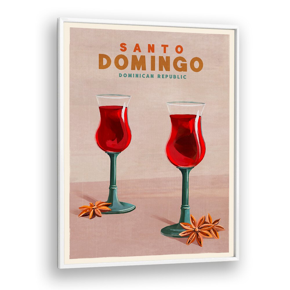 Vibrant SANTO DOMINGO COCKTAIL, BAR art featuring red drinks, perfect for enhancing your bar or cafe decor.
