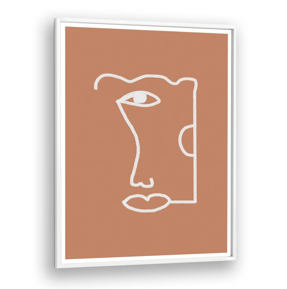 Stylish ABSTRACT HEAD NO2, LINE ART PAINTINGS on a warm background, perfect for modern spaces and creative studios.