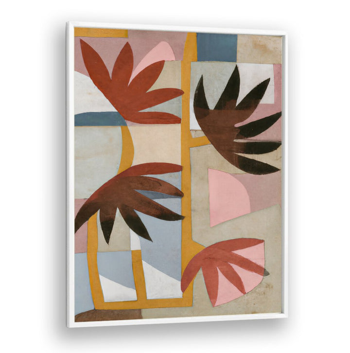 FLOWER SAFARI floral flower paintings with abstract leaves and soft color blocks bring vibrant modern art to your home decor.