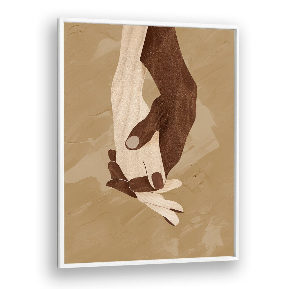 Vibrant COLOUR-NITY, BOHO ART PAINTINGS showcase intertwined hands, perfect for adding personality to your space.