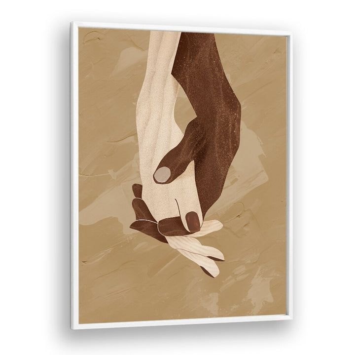 Vibrant COLOUR-NITY, BOHO ART PAINTINGS showcase intertwined hands, perfect for adding personality to your space.