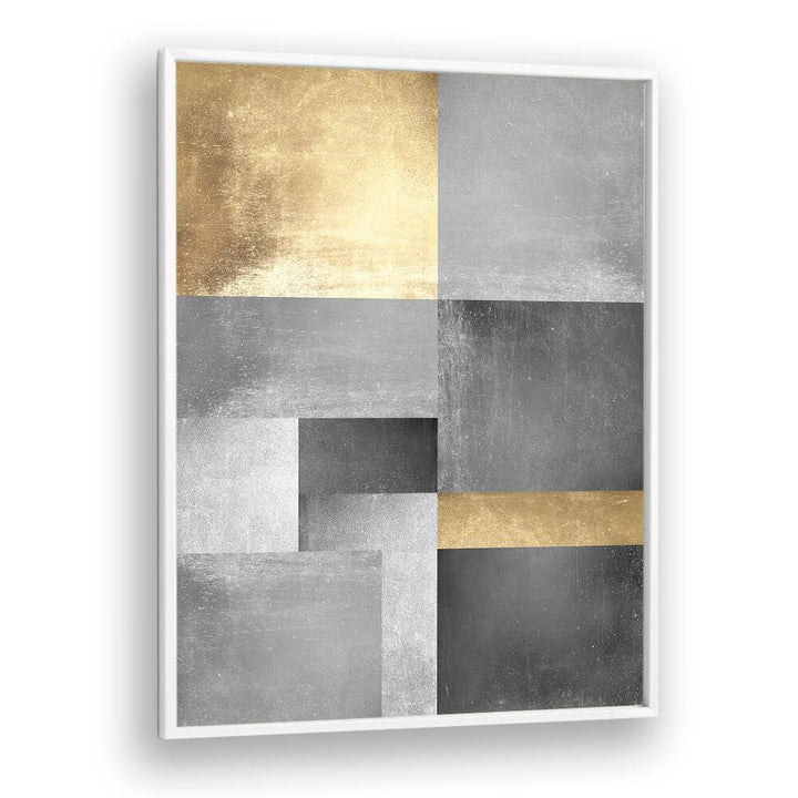 GOLD TEXTURES V, GEOMETRIC ART PRINTS showcase modern elegance with a striking blend of gold and silver tones.