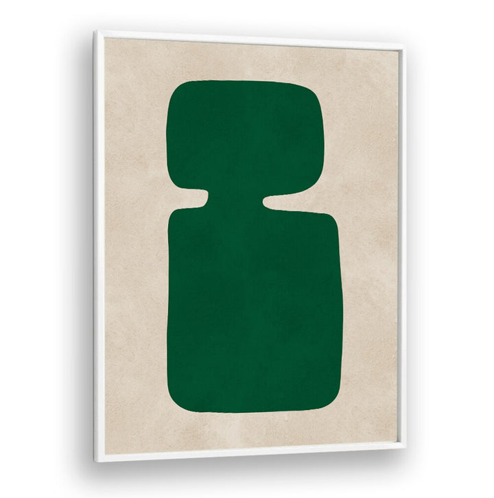 Stylish ORGANIC III, GEOMETRIC ART PRINTS featuring a bold green shape on a beige background, perfect for modern decor.