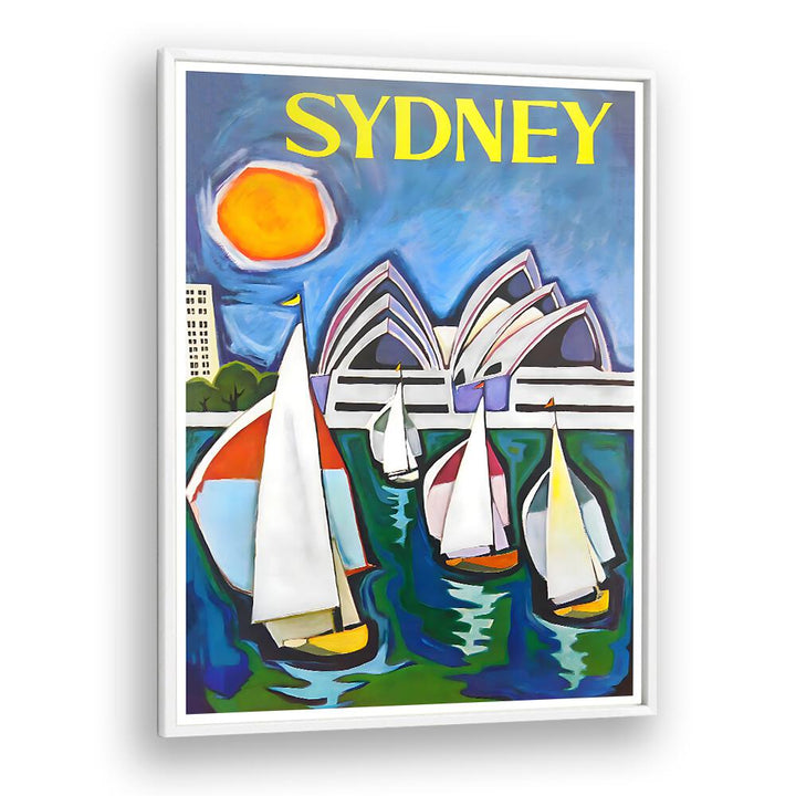 SYDNEY, VINTAGE TRAVEL POSTERS showcasing vibrant sails and the iconic Opera House, perfect for nostalgic decor.