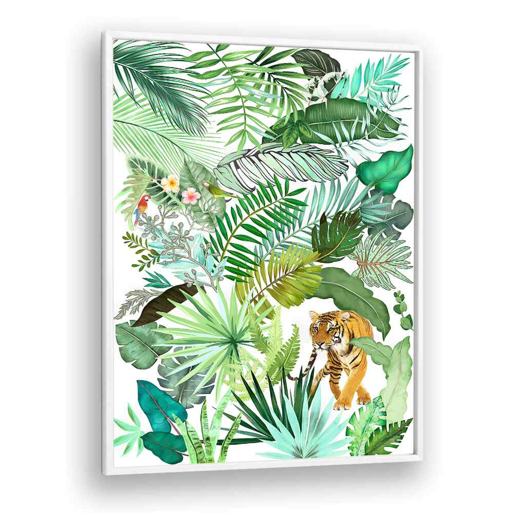 JUNGLE TIGER IV , FLORAL FLOWER PAINTINGS