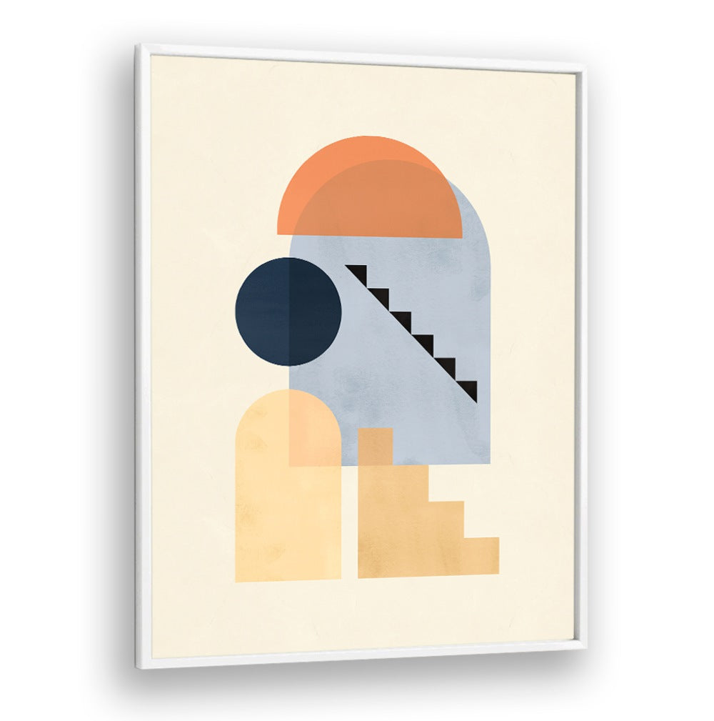 Geometric shapes in soft colors define COMPOSITION V, BOHO ART PAINTINGS, perfect for modern decor.