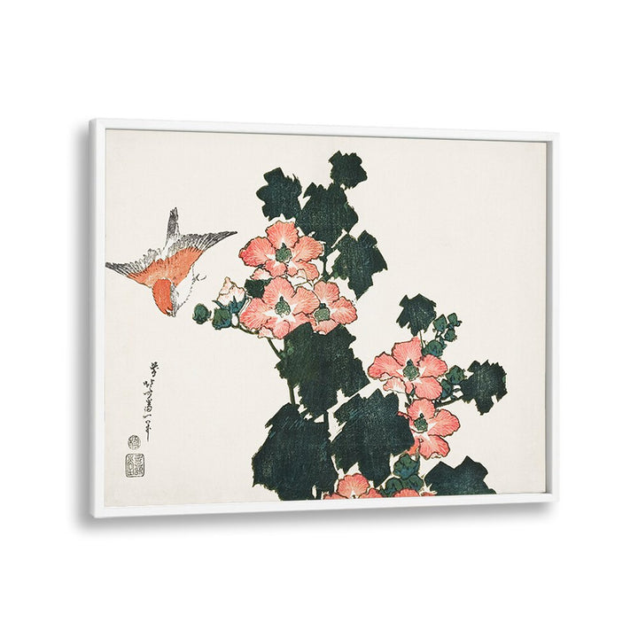 RED ROSES AND BIRD  , VINTAGE PAINTINGS