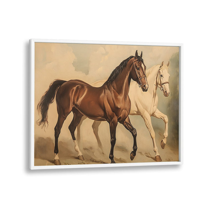Stunning DUO HORSES GALLOPING, ANIMAL PAINTINGS showcasing equine beauty and strength, perfect for art lovers.