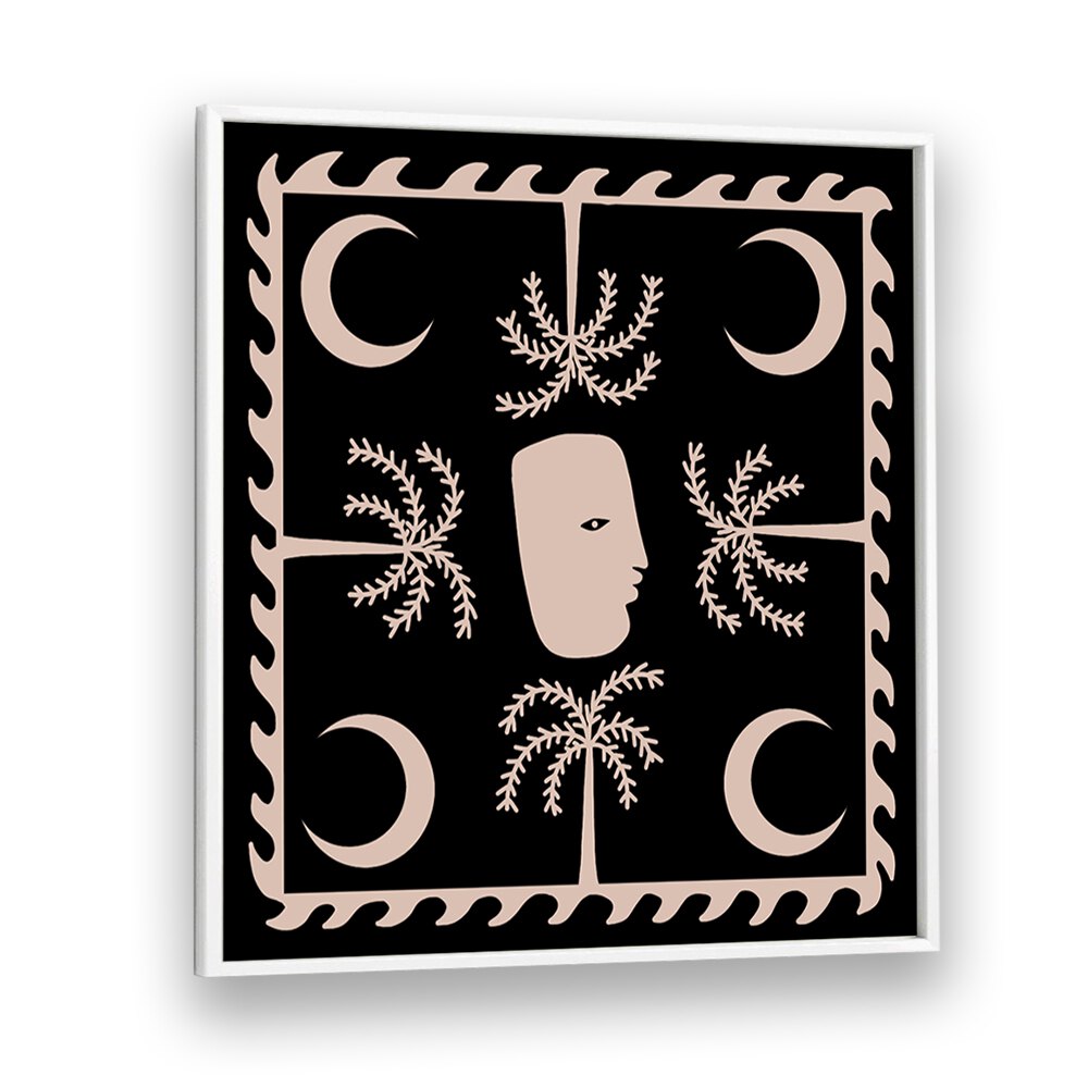 Elegant CELESTIAL I, BOHO ART PAINTINGS featuring a unique design with moons and foliage, perfect for sophisticated decor.