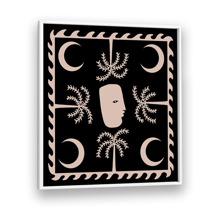 Elegant CELESTIAL I, BOHO ART PAINTINGS featuring a unique design with moons and foliage, perfect for sophisticated decor.