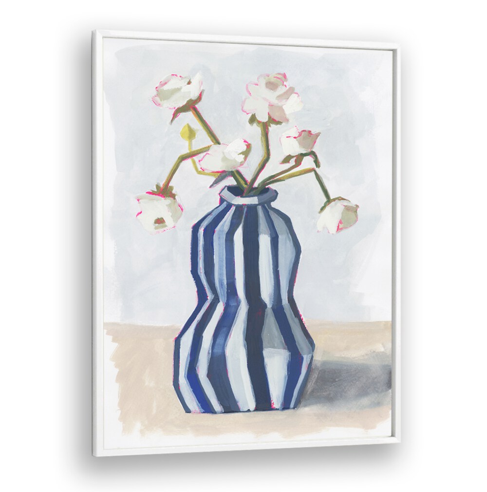Elegant FLOWERS IN A STRIPED VASE II brighten any space with contemporary design and natural beauty. Perfect for home decor.
