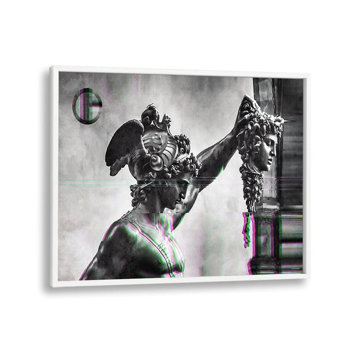 Striking altered art print of Perseus holding the Head of Medusa, perfect for enhancing your space by Underdott.
