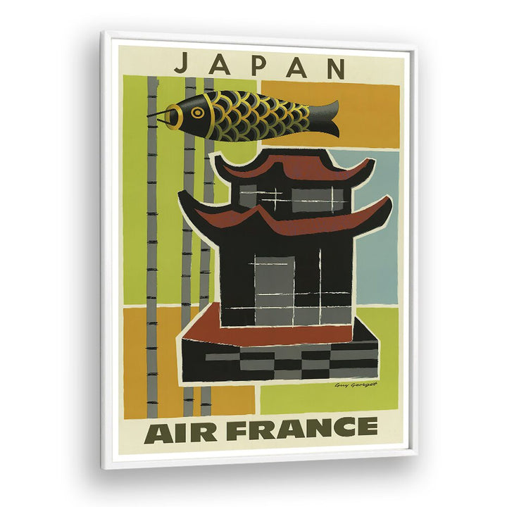 Colorful JAPAN III, VINTAGE TRAVEL POSTERS showcasing traditional architecture and cultural motifs for art lovers.