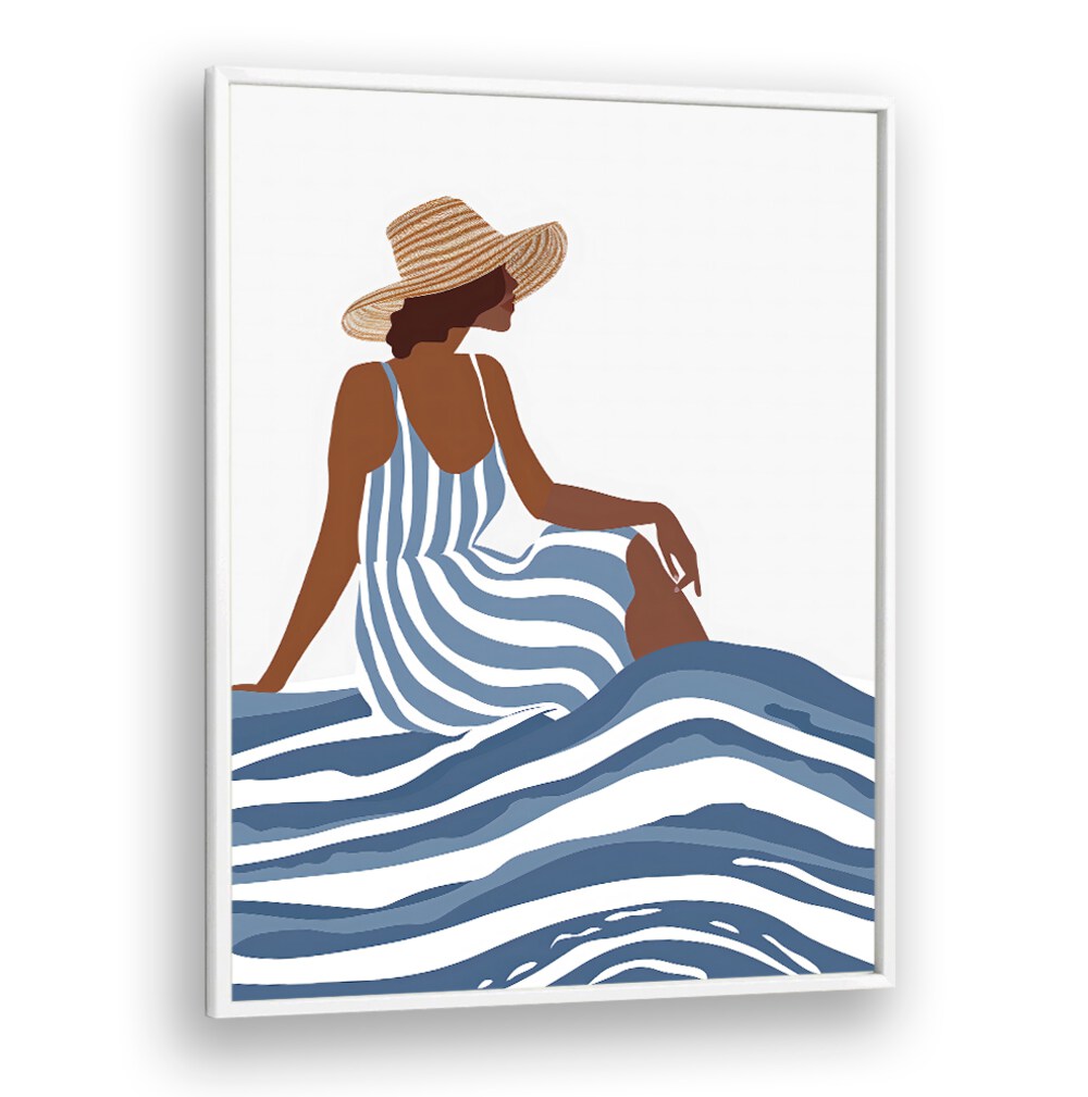 Elegant girl in striped dress, portraits showcasing a chic style, perfect for modern fashion lovers.