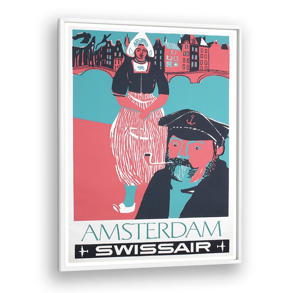 Colorful AMSTERDAM II, VINTAGE TRAVEL POSTERS featuring iconic scenes and characters from Amsterdam's rich culture.