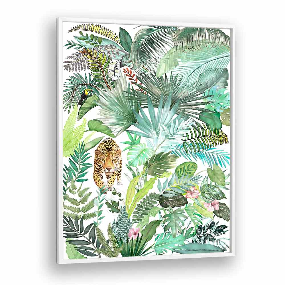 JUNGLE LEOPARD III , FLORAL FLOWER PAINTINGS