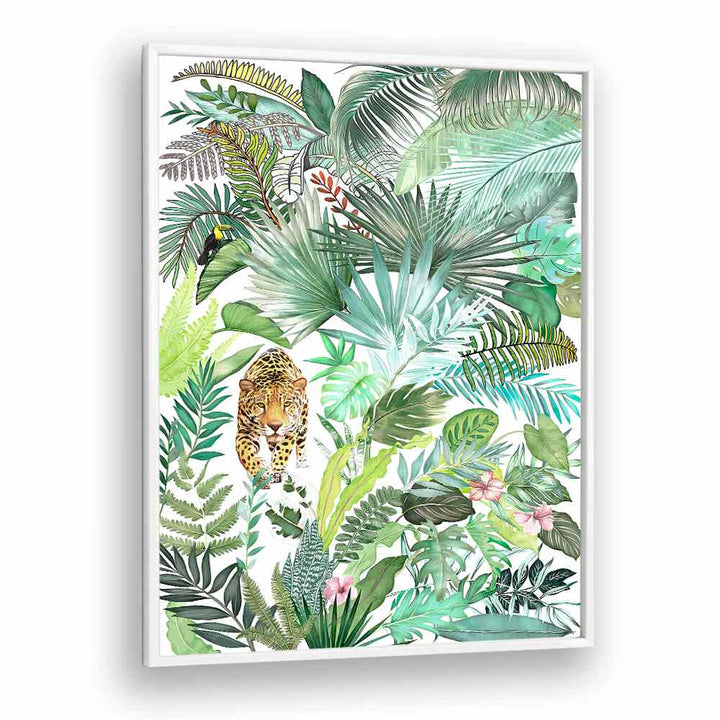 JUNGLE LEOPARD III , FLORAL FLOWER PAINTINGS
