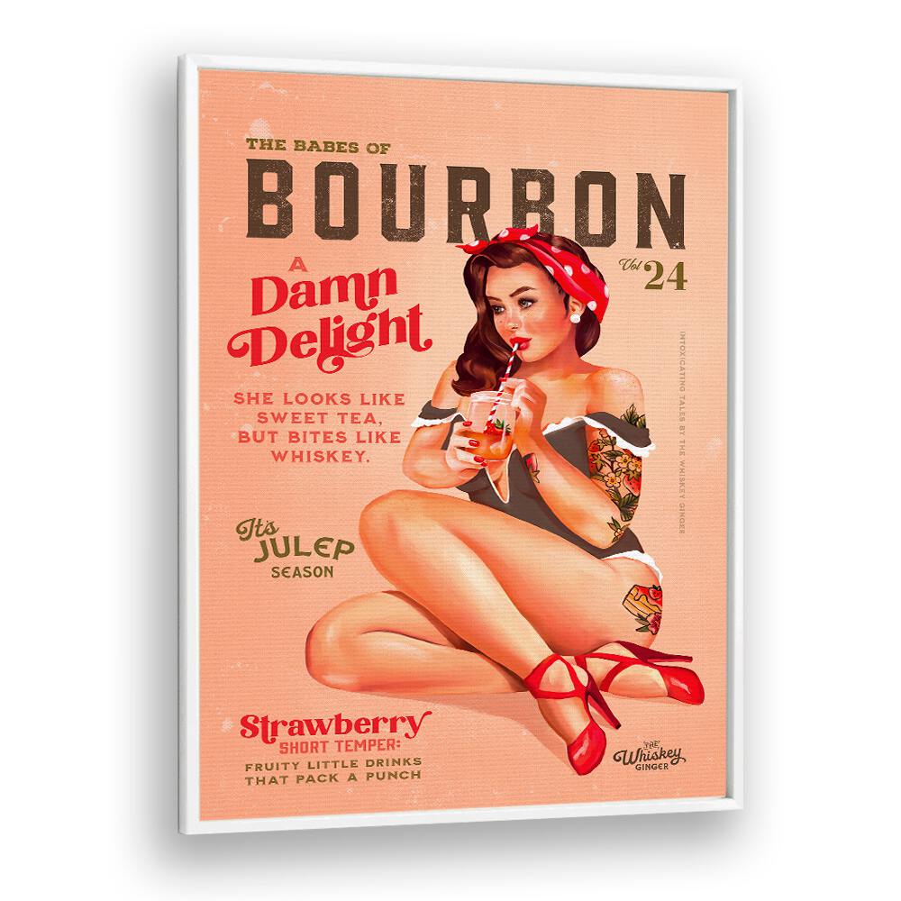 Vintage Bourbon Girl art perfect for your bar, bringing charm and allure to any lounge or entertainment space.