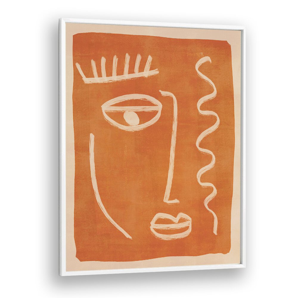 Abstract face portrait in warm tones, showcasing boho art paintings that enhance any space with artistic charm.