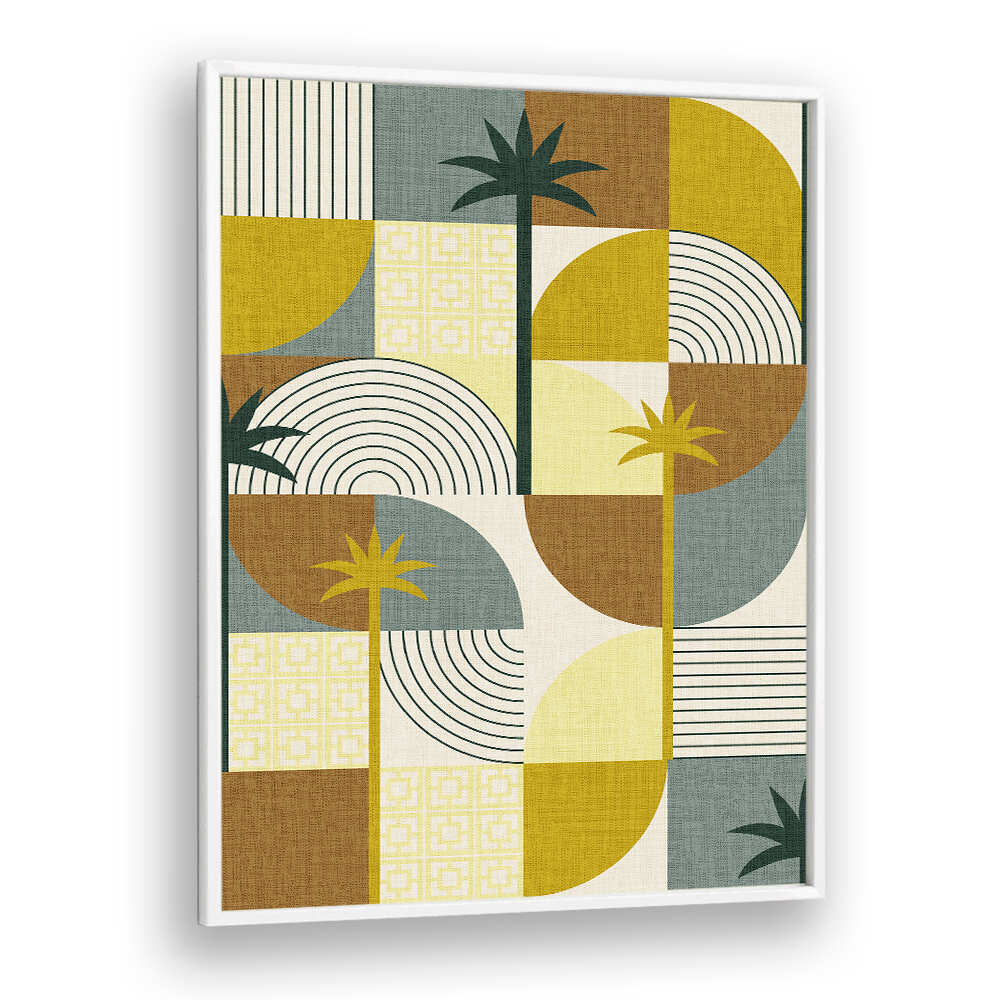 DESERT SHAPES ADN PALMS MUSTARD , BOHO ART PAINTINGS