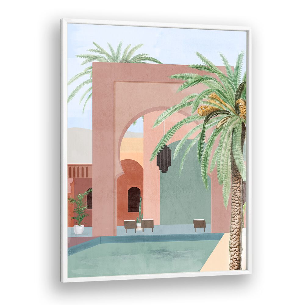 Stunning MOROCCAN POOL, BOHO ART PAINTINGS featuring vibrant colors and intricate designs for a unique decor style.