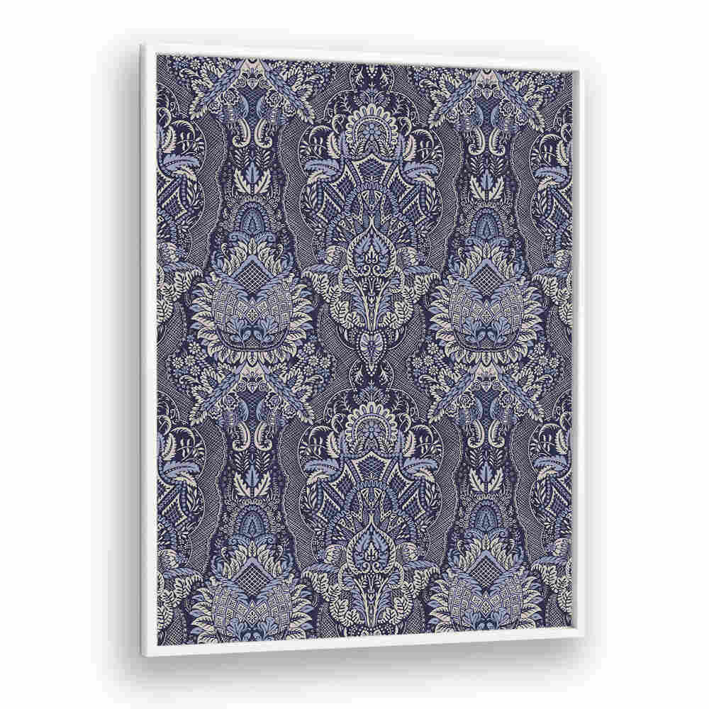 ORNATE FLORAL ELEGANCE MIDNIGHT BLUE , PATTERN ART PRINTS