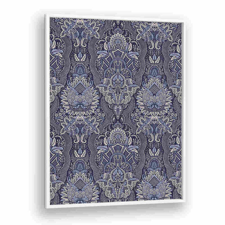 ORNATE FLORAL ELEGANCE MIDNIGHT BLUE , PATTERN ART PRINTS