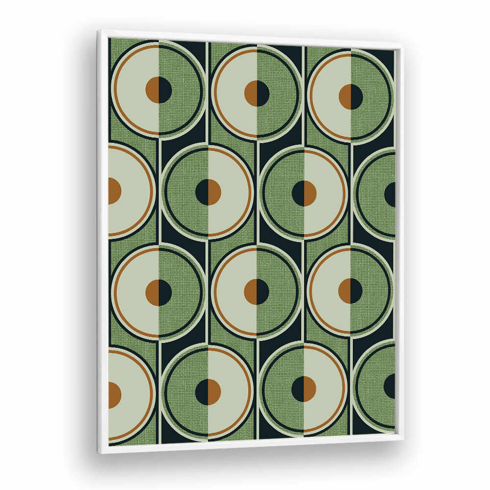 RETRO CIRCLES GREEN , GEOMETRIC ART PRINTS