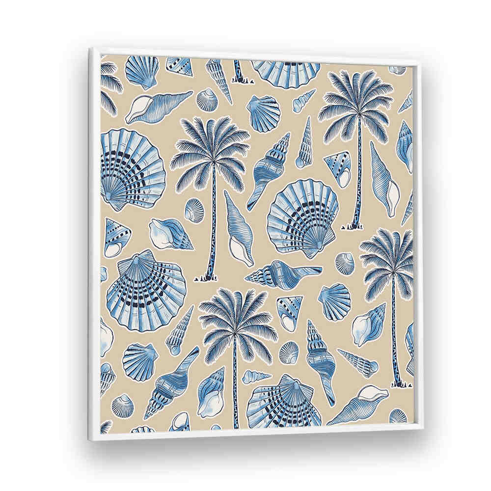 SEASHELLS AND PALM TREES SAND , BEACH PAINTINGS