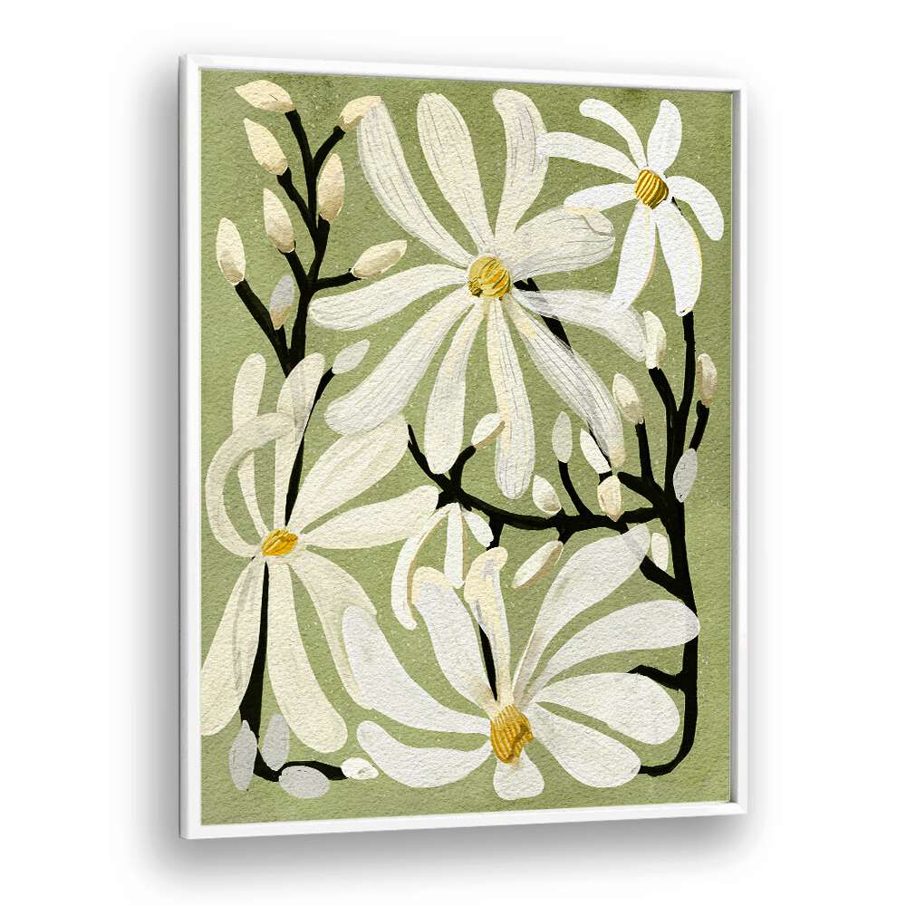 Delicate STAR MAGNOLI, FLORAL FLOWER PAINTINGS showcasing beautiful magnolia flowers, perfect for home decor.