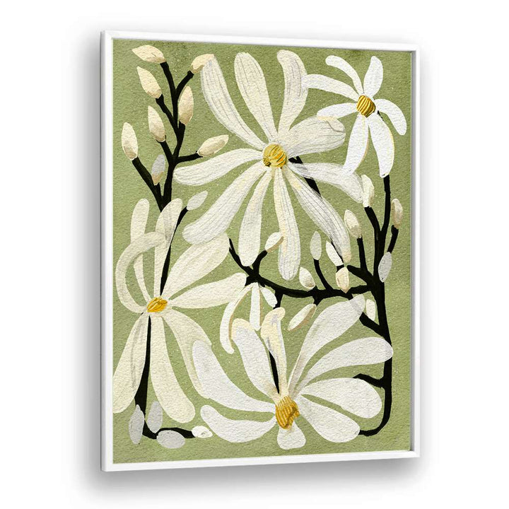 Delicate STAR MAGNOLI, FLORAL FLOWER PAINTINGS showcasing beautiful magnolia flowers, perfect for home decor.
