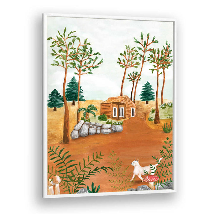 CABIN IN THE WOODS , LANDSCAPE PAINTINGS