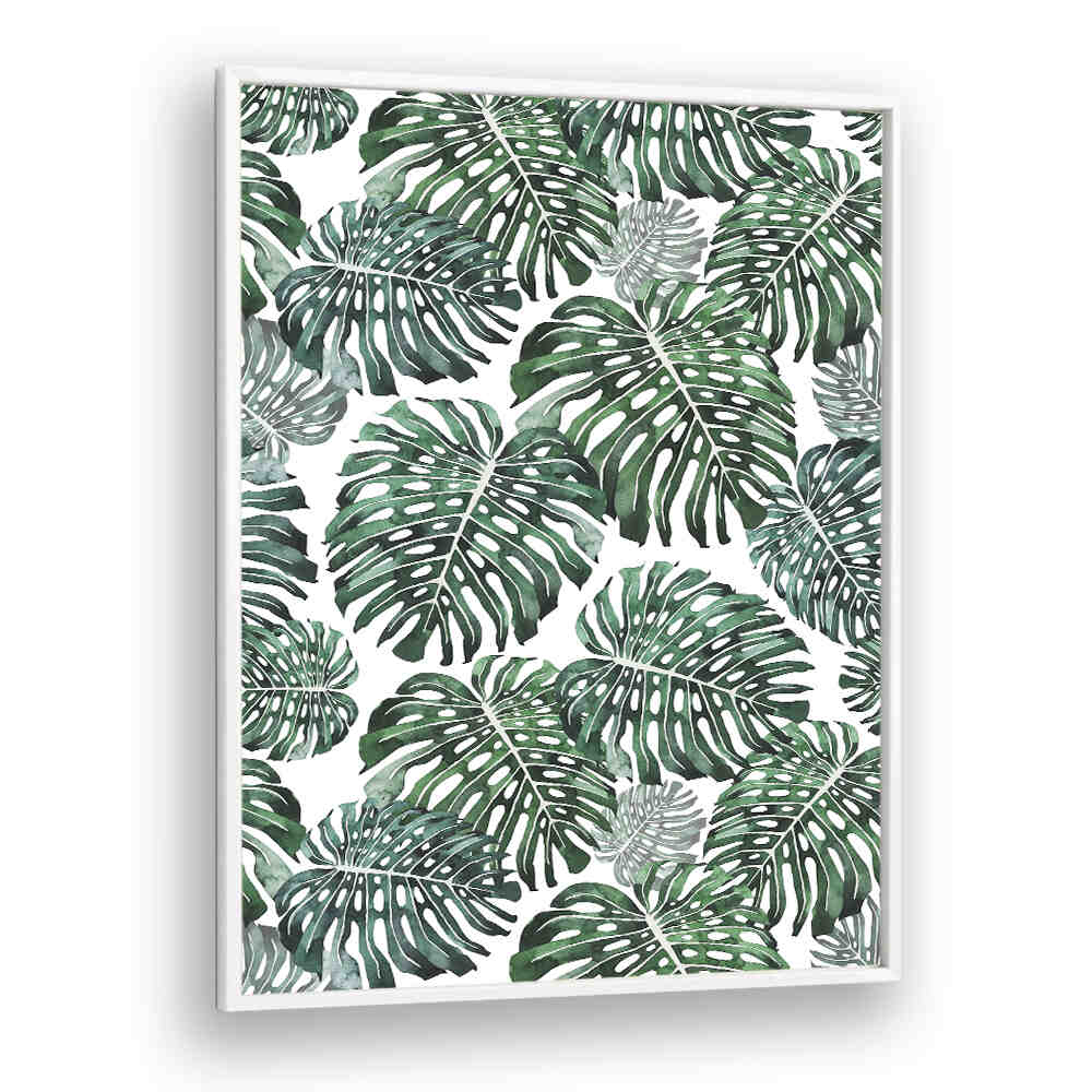 TROPICAL MONSTERA LEAVES , FLORAL FLOWER PAINTINGS