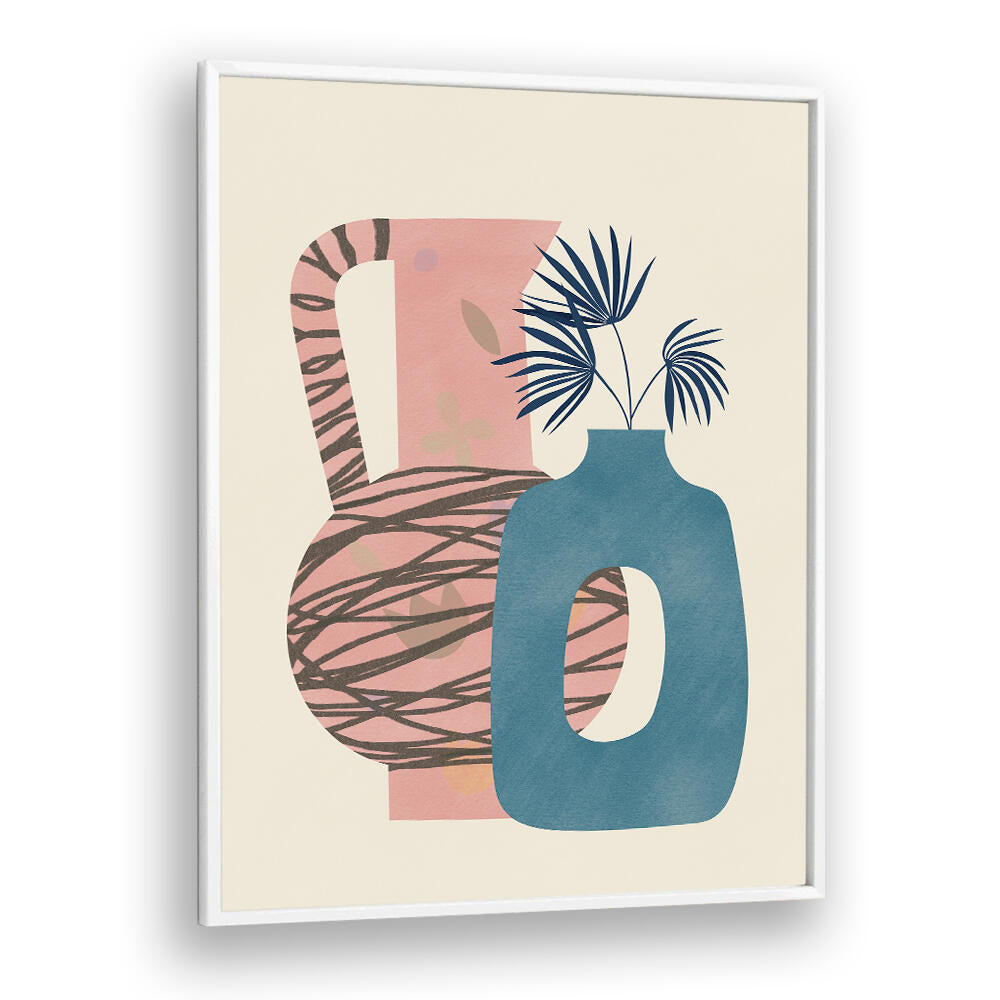 STILL LIFE WITH BLUE AND PINK VASE , BOHO ART PAINTINGS