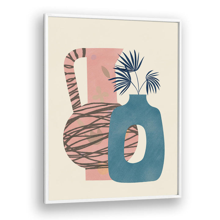 STILL LIFE WITH BLUE AND PINK VASE , BOHO ART PAINTINGS