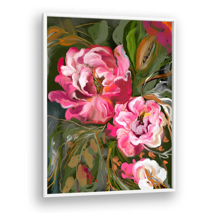 EXPRESSIVE PINK PEONIES , FLORAL FLOWER PAINTINGS