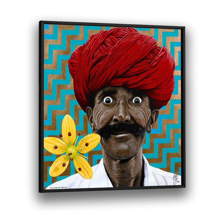 "WILD EYED BOY FROM FREECLOUD, INDIAN ART PAINTINGS" by Christian Beijer, showcasing vibrant colors and cultural beauty.
