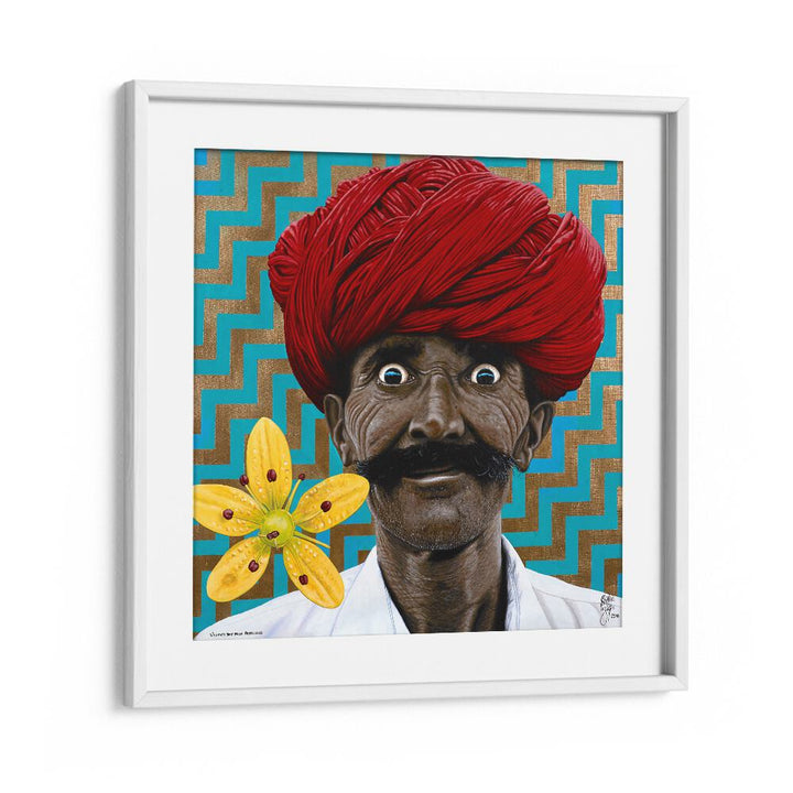 WILD EYED BOY FROM FREECLOUD, INDIAN ART PAINTINGS, showcases vibrant colors and striking details by Christian Beijer.