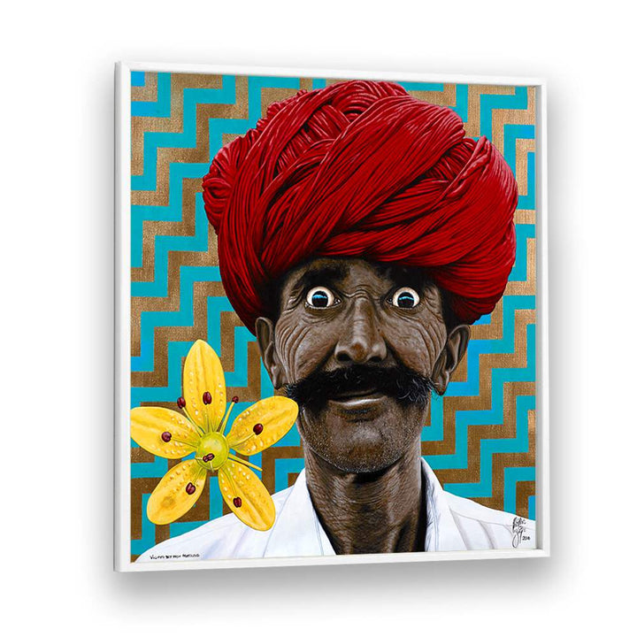 Vibrant "WILD EYED BOY FROM FREECLOUD, INDIAN ART PAINTINGS" by Christian Beijer, perfect for enhancing your decor.