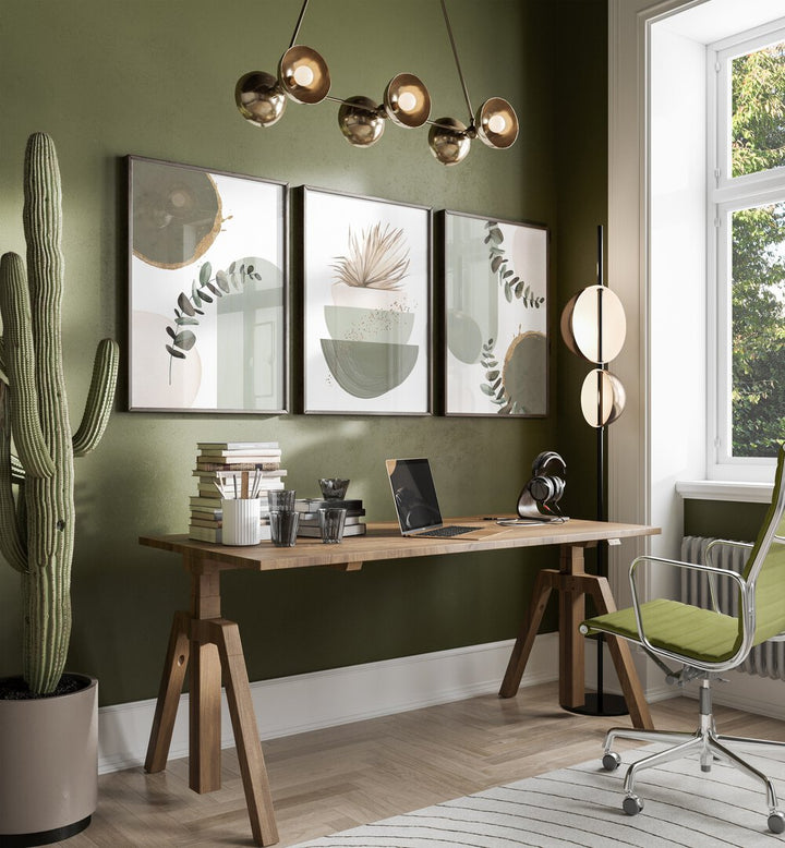 Elevate your decor with the WILD AND GREEN BOHO SET, SET OF 3 PAINTINGS, featuring vibrant colors and earthy tones.