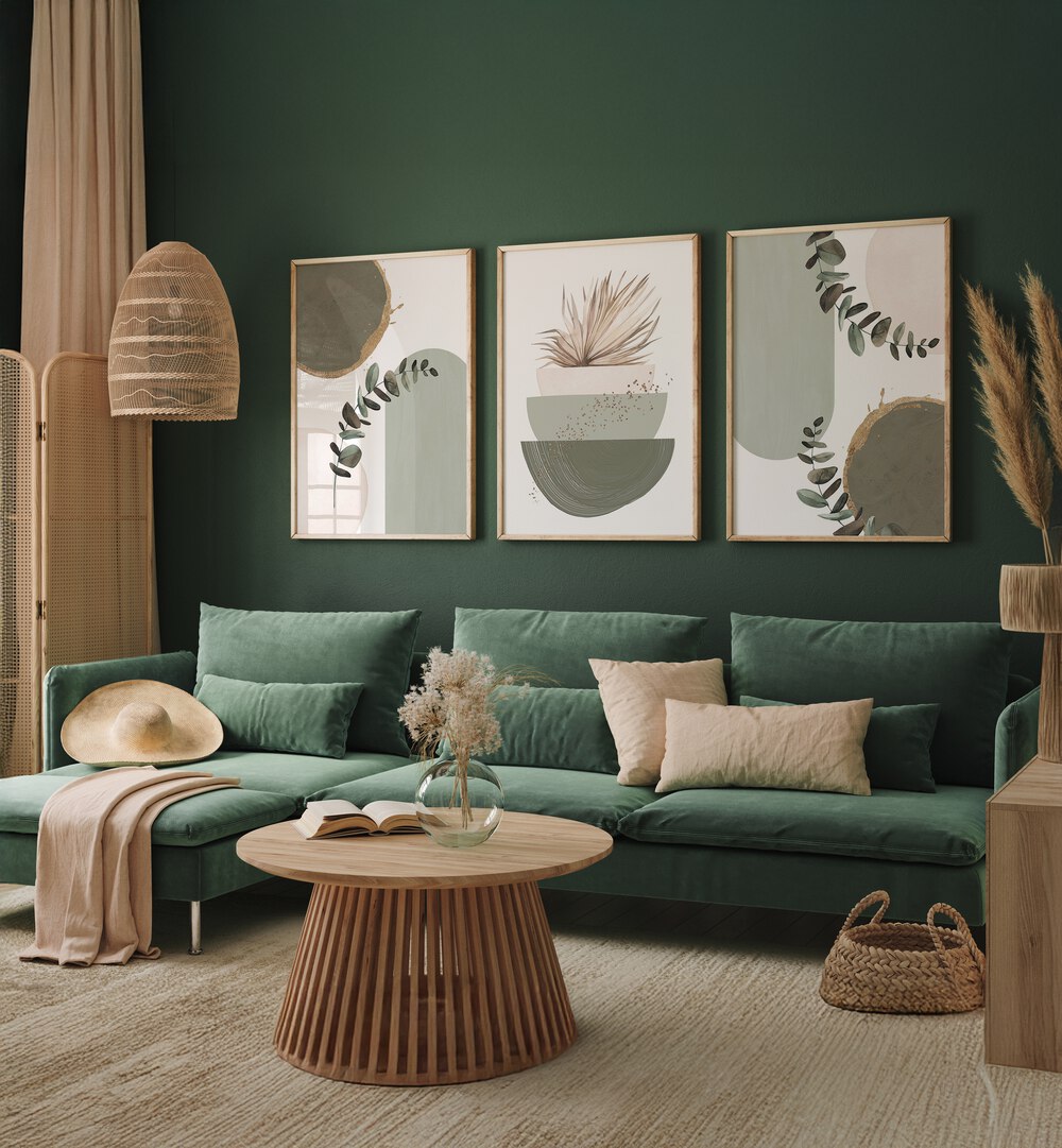 Elevate your decor with the WILD AND GREEN BOHO SET, SET OF 3 PAINTINGS, featuring vibrant, earthy tones.